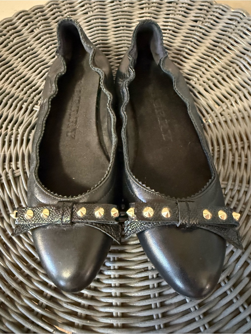 Burberry Bow Studded Ballerina Flats